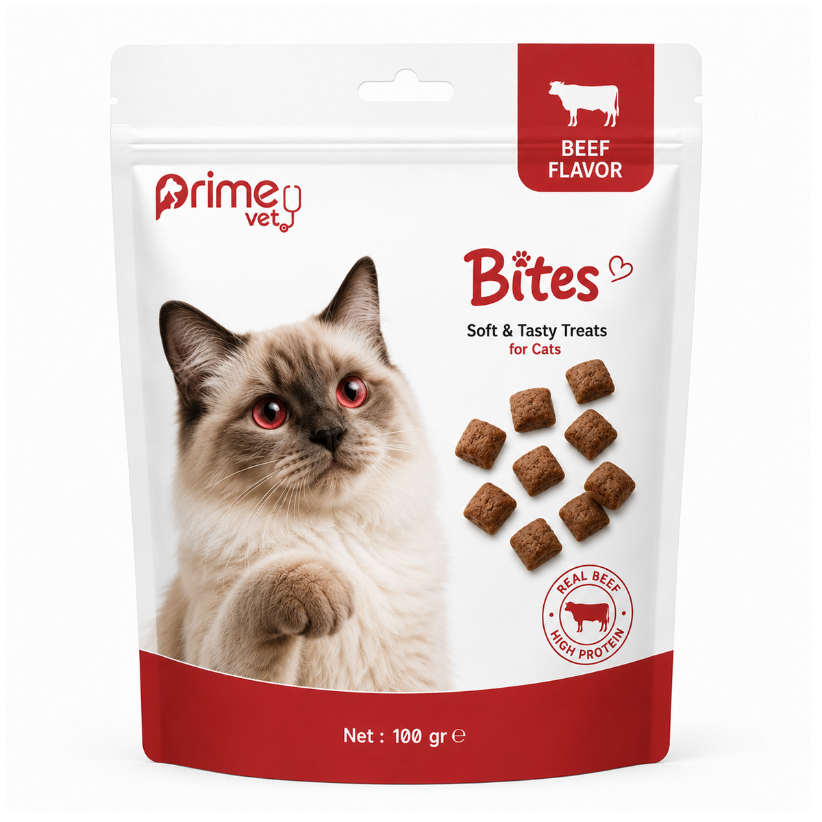 PrimeVet Bites Treats Beef Flavor for Cats
